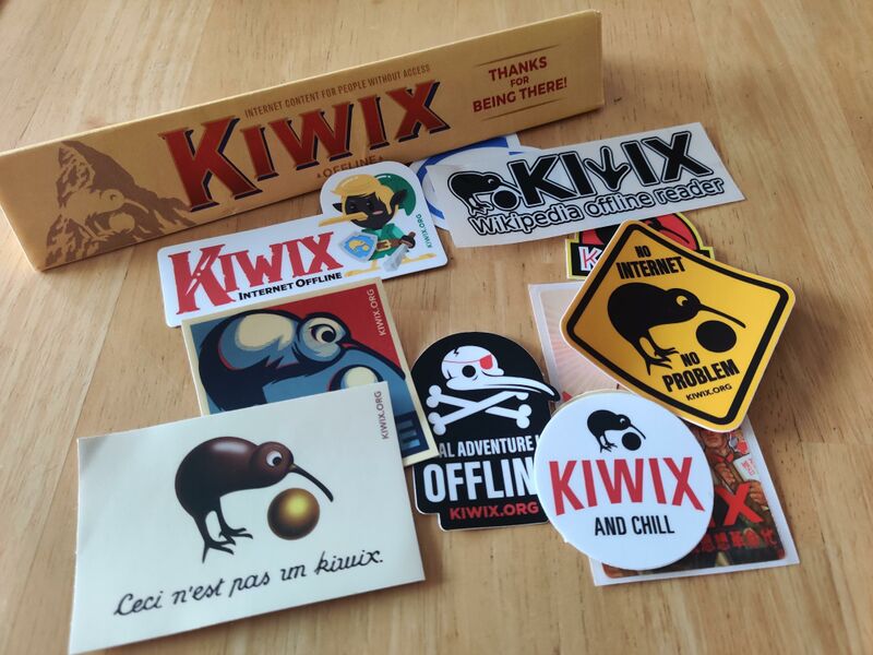 File:Kiwix stickers and chocolate (2020).jpg
